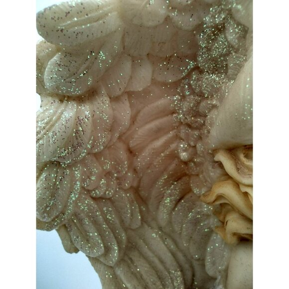 Vintage Glitter Angel Carlton Cards 9.5" Instrument Seraphine On Cloud - Picture 8 of 13